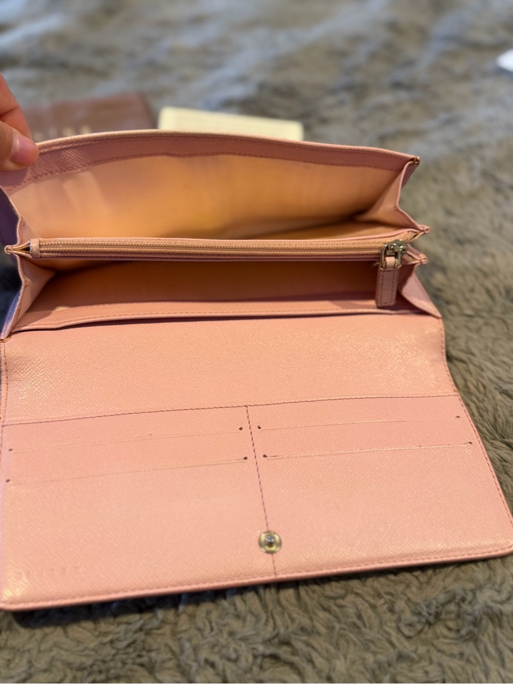Celine Beige Brown Macadam Canvas Long Wallet with Pink Trim EUC - Picture 10 of 15